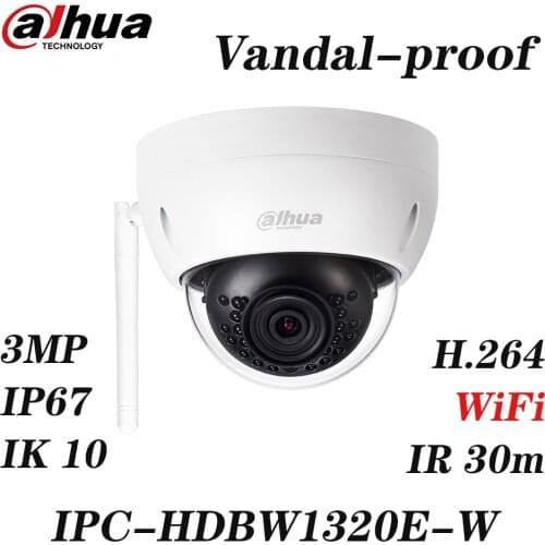 Dahua IPC-HDBW1320E-W IP Dome Camera 3MP IP67 IK10 IR30M SD Card Slot 128G Network Support WiFi English version IPC-HDBW1320E-W