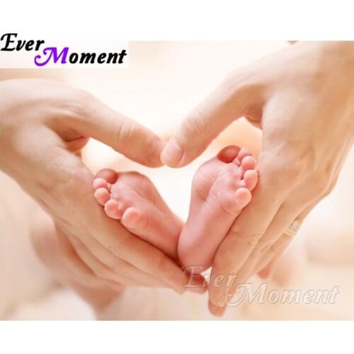 Ever Moment Diamond Painting Cross Stitch Family Hand Heart Shape for Baby Mosaic Full Square Drills Home Decoration ASF1161
