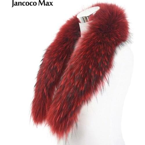 Jancoco Max* 75cm-100cm Real Raccoon Fur Collar For Women Men Jacket Fashion Warm Scarf Parka Hood S1289 Multi colors
