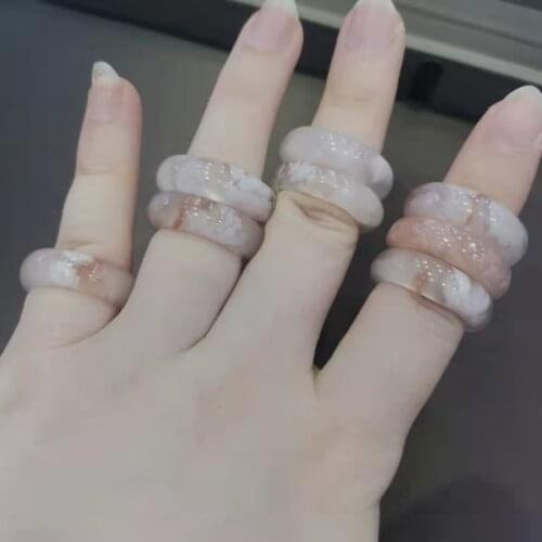 1pcs/lot17.3-17.6mm cherry blossom agate ring ring natural Jewelry Accessories Simple pendant Multi-purpose Pink beauty diy gem