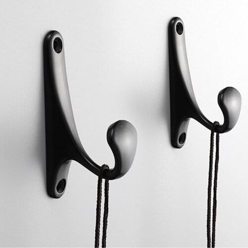 2pcs Black Hanging Hooks Aluminum Alloy Home Storage Hanger Wall Hooks For Towel Hook Cabinet Closet Furniture Accessories