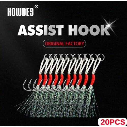 10Pcs Assist Hooks Fishing Hooks Fishing Lures PE Line Metal Jig Hook Jigging Spoon Saltwater Fishhook