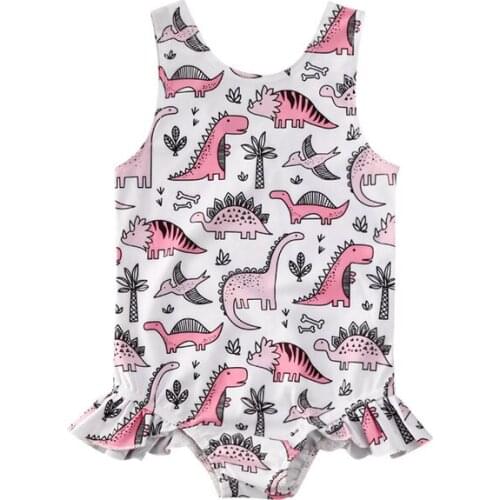 Newborn Infant Baby Girls Dinosaur Print Swimsuit Swimwear Bikini Swimming Beachwear Costume