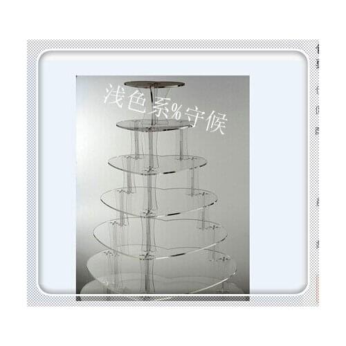 Hot selling free shopping/6 Tier Heart Shaped Acrylic Cake Stand, Plexiglass Cupcake Stand