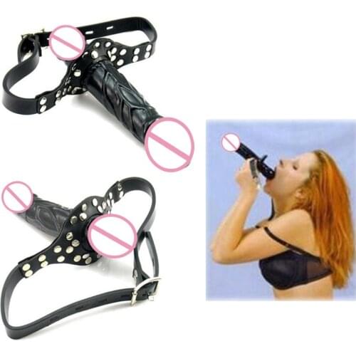 Hot Silicone Dildo Gag Plug Mouth Gag Penis with Lock Leather Buckles Bondage Oral Sex Dropshipping