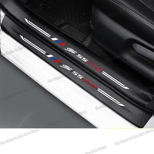 Lsrtw2017 carbon fiber leather car door sill threshold mat trunk guard for changan cs55 2017 2018 2019 2020 2021 plus cs55plus
