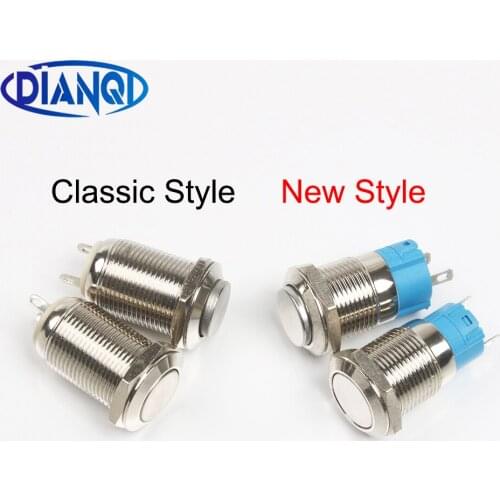 12mm metal push button waterproof nickel plated brass button switch Latching/self-locking/fix high/flat head on-off