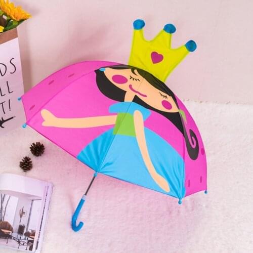 Cute Children Umbrella Animation Creative Cartoon Long-handled 3D Ear Modeling Kids Umbrella For Boys Girls Gift