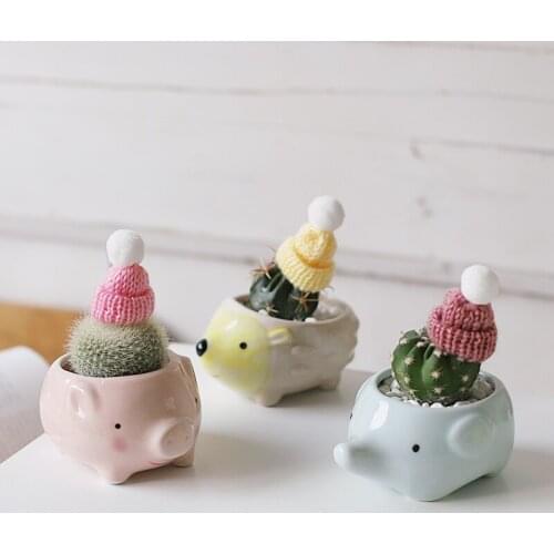 Mini Animal Ceramic Pot Cute Hedgehog Pig Flowerpot Succulent Cactus Plant Pot Home Decor Garden Accessories Macetas De Ceramica