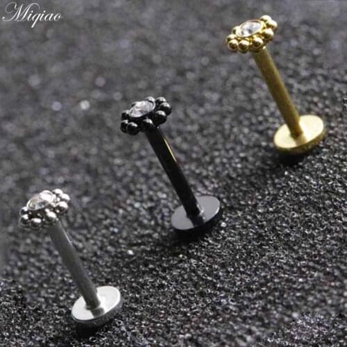 Miqiao 2pcs Explosive Sweet Round Multifunctional Ear Bone Studs and Lip Nails Exquisite Piercing Jewelry