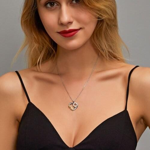 Modyle New Luxury Crystal CZ Heart Pendant Choker Necklace Silver color Chain Necklaces For Women Sister Letter Jewelry Gifts