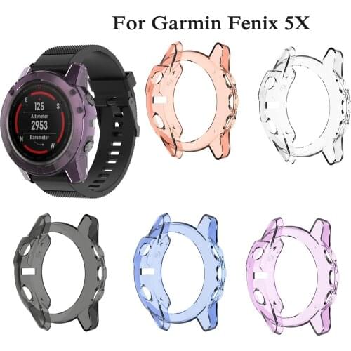 For Garmin Fenix 5x TPU soft Silicone Watch Case Cover smart Bracelet Protective Frames Shell Replacement Shockproof Clear Cases