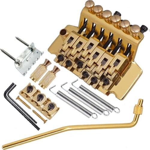 A set of Gold Tremolo Bridge Double Locking Systyem Pulled guitar strings Bridge Electric guitar Bridge guitar accessories