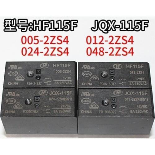 NEW 5PCS/lot Relay JQX-115F HF115F-005-2ZS4 HF115F-012-2ZS4 HF115F-024-2ZS4 HF115F-048-2ZS4 8A 8PIN 5VDC 12VDC 24VDC 48VDC