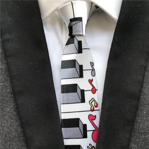 New Arrival 5cm Musical Ties Piano Keys with Colorful Notes Tie Music Necktie