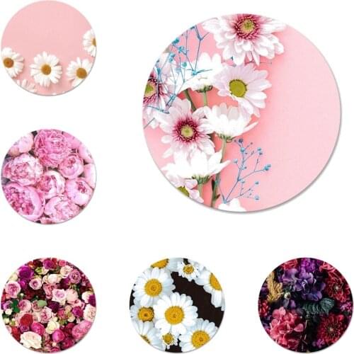 Peony Sunflower Rose Daisy Plum Plants Flower Icons Pins Badge Decoration Brooches Metal Badges For Backpack Decoration