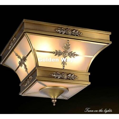 Free Shipping L30cm W30cm Art Decration 90-265V Bronze Glass Style Design Ceiling Lamp Copper Luster E27 LED Ceiling Lighting