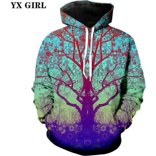 Drop shipping 2018 autumn New Fashion Men Hoodie Red Star Trip Tree 3D Print Mens womens casual Hooded Sweatshirt