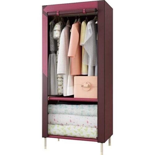 Minimalist Style Wardrobe Cloth Cabinet Steel Tube Bold Reinforcement Individual Assembly Steel Frame Large Single Wardrobe