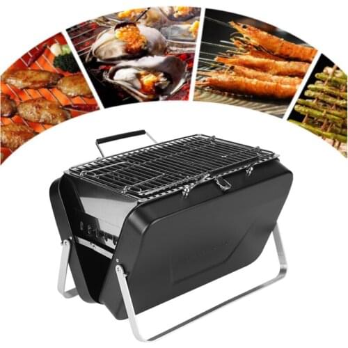 Folding BBQ Grill Charcoal Smokeless Portable Outdoor BBQ Household Charcoal Grill Oven Camping Trip