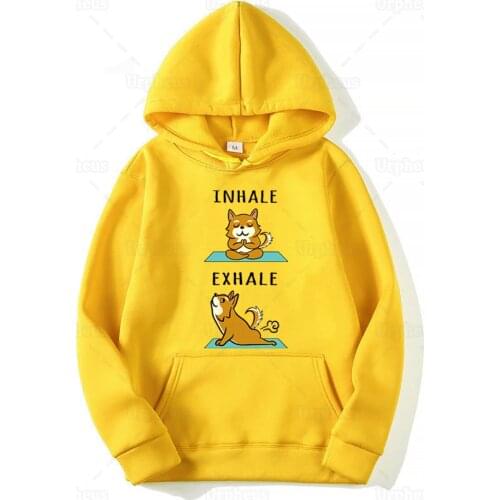 Shiba Inu Inhale Exhale Hoodie Cute Puppy Dog Inhale Exhale Hoodies Sweatershirt for Yogaa Loves Gift