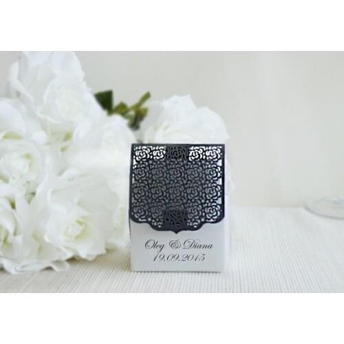 The unique for whole web 40pcs/lot Personalized laser cut favor box candy box custom favor box muti color options