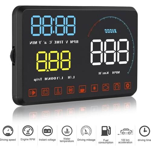 Universal OBD2 Digital Car Speedometer Warning Auto Electronic Windshield Gauges HUD Head-Up Display Car Alarm Speed Projector
