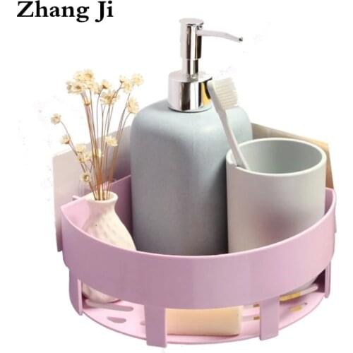Zhang Ji Bathroom Product Wall Mounted Corner Shelf 2 Color Simple Design Kitchen Storage Holder PP Material Storage Box