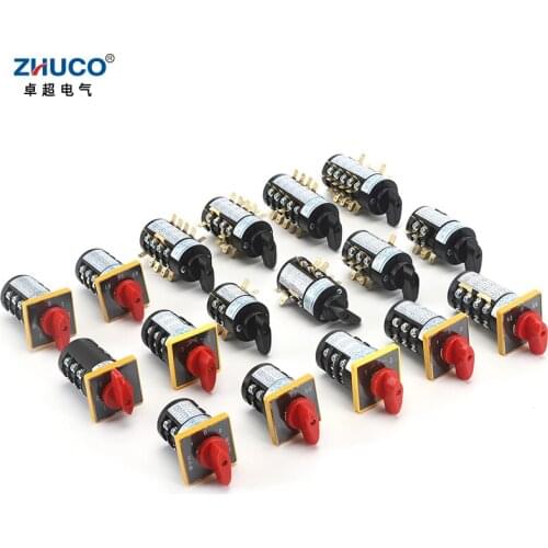 ZHUCO HZ5B-10/D101.1 10A On-Off-On Silver Contact Rotary Knob Three Position One Pole Combination Universal Changeover Switch