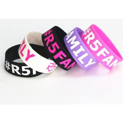 Fashion 1PC R5 Family Silicone Wristband 1" Wide Band Rubber Bracelets&Bangles For Music Concert Adult Size Jewelry Gift SH091