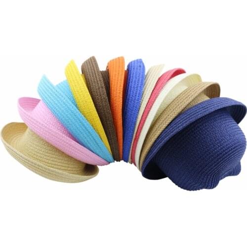 2018 Summer Baby Ear Decoration Lovely Children Character Solid Kid Floppy Panama Straw Hats Girls and Boys Sun Hat