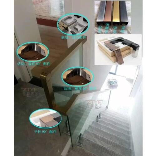 Freeshipping Stainless Steel SUS 304# Square Balustrade Armrest Fence Rod Groove Pipe Post for Stair