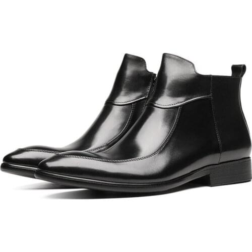 Winter New Fashion mens boots pointed toe ankle boots High-top handmade genuine leather High top Martin boots