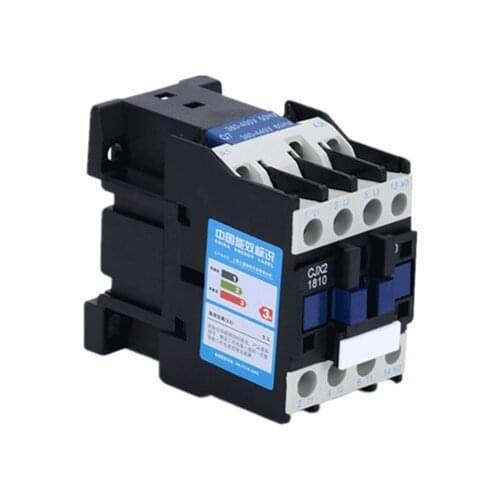 CJX2-1810 LC1 AC Contactor 18A 3 Phase 3-Pole NO Coil Voltage 380V 220V 110V 36V 24V 50/60Hz Din Rail Mounted 3P+1NO Normal Open