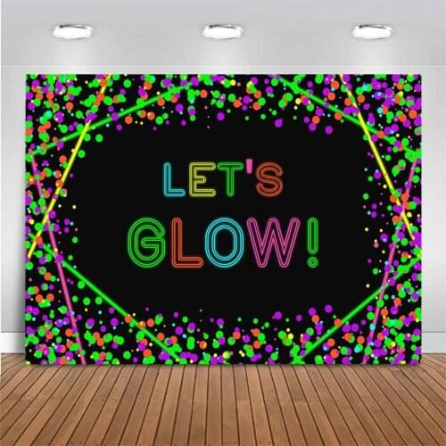 Lets Glow Backdrop Photography Splatter Glowing Birthday Photo Background Decor Graffiti Party Customize Backdrop Photo Studio