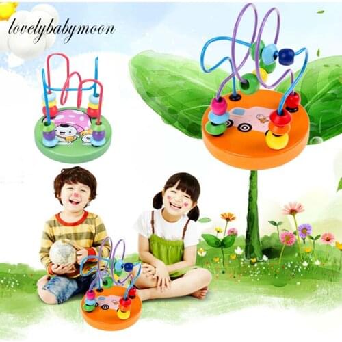 Wooden Circles Boy Girls montessori Toys Bead Wire Maze Roller Coaster Educational Puzzles toddler educational toys Math Toy