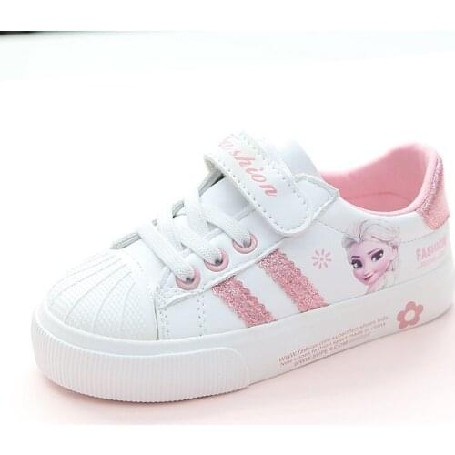 Disney Four Season Children Girls Esa Shoes Frozen Princess Sneakers Kids Casual cartoon Shoes For Girls leather Single Shoes