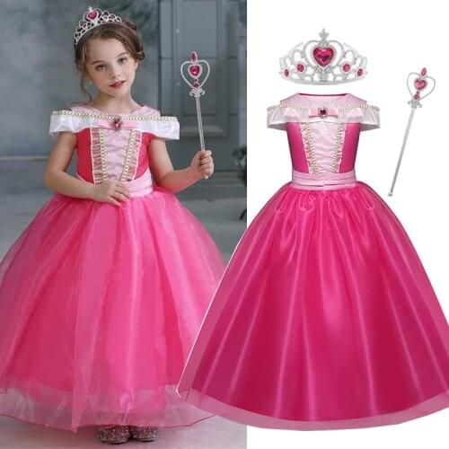 Girls Sleeping Beauty Princess Costume For Kids Halloween Cosplay Fancy Dress Up Children Christmas Carnival Party Fancy Clothes