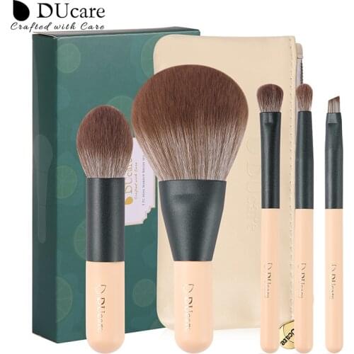 DUcare 5pcs Makeup Brush Flat Top Kabuki Powder Eyeshadow Blending Eyeliner Eyelash Eyebrow Make Up Beauty Cosmestic Brushes