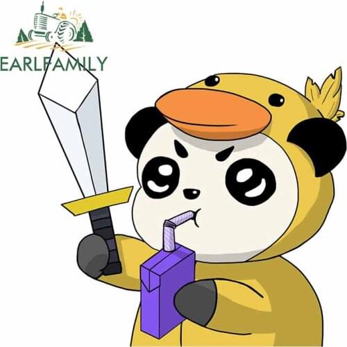 EARLFAMILY 13cm x 12.8cm for Panda In Chicken Costume Car Stickers Windows Creative Decal Cartoon Motorcycle JDM Assessoires