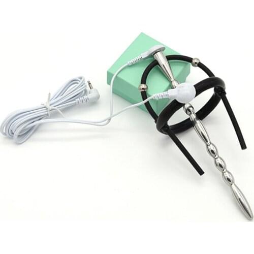 Electro Shock Penis Rings Chastity Sex Products Metal Beads Silicone Glans Ring Cock Ring Sex Toys for Men Accessory