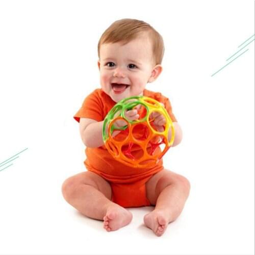 Teether toy soft colorful hollow ball hand bell intellectual development toy bite hand catch ball baby learn to catch children g