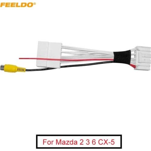 FEELDO Car Parking Rear Camera Video Plug Converter Cable For Mazda 2 3 6 CX-5 Parking Reverse Wire Adapter