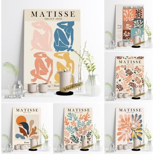 Henri Matisse The Cut-Outs Exhibition Canvas Painting Poster Blue Nudes Art Prints Color Geometry Shape Living Room Home Decor