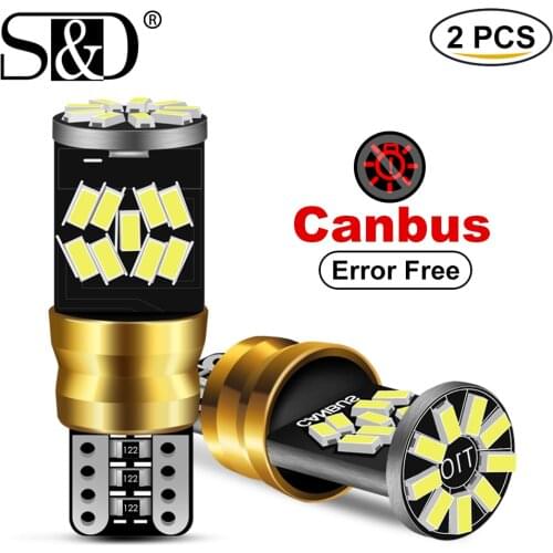 2Pcs Canbus T10 W5W LED Light Bulbs Car Interior Reading Parking Lamp Auto Led Trunk Side Door Lamp White 12V