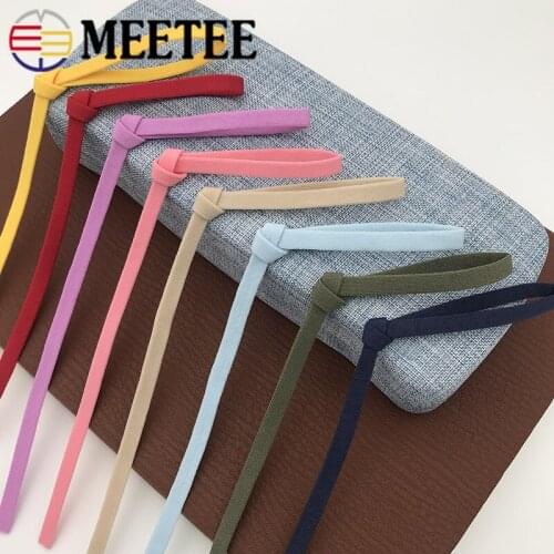 Meetee 20/50M 5mm Colorful Nylon Elastic Band Hollow Flat Ear Straps Elastic Rope DIY Hanging Ear Rubber Cord Sewing Accessories