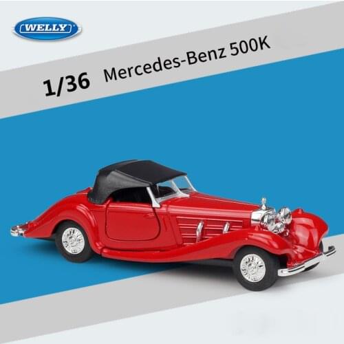 WELLY Diecast 1:36 1936 Benz 500K Simulator Classic Car Pull Back Car Model Car Metal Alloy Toy Car For Kids Gift Collection