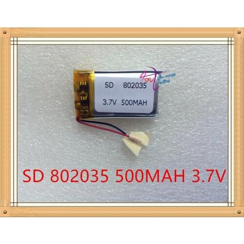 Li-po Liter energy battery 3.7V lithium polymer battery 802035 500mAh MP3 MP4 recording pen box small instrument panels