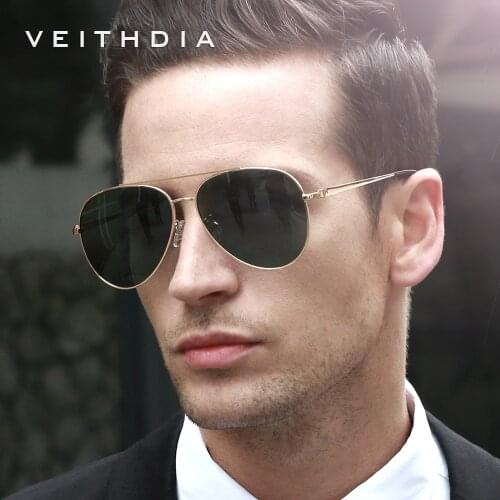VEITHDIA Men Glasses Vintage Alloy Polarized Sunglasses Classic Brand Sun glasses Coating Lens Driving Eyewear For Men/Women