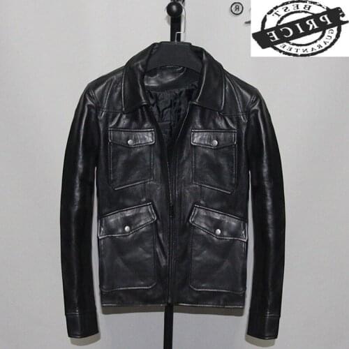 Genuine Leather Jacket Men 100% Real Sheepskin Coat Casual Mens Clothing Plus Size axl Autumn Winter 2021 Hommes Veste aa